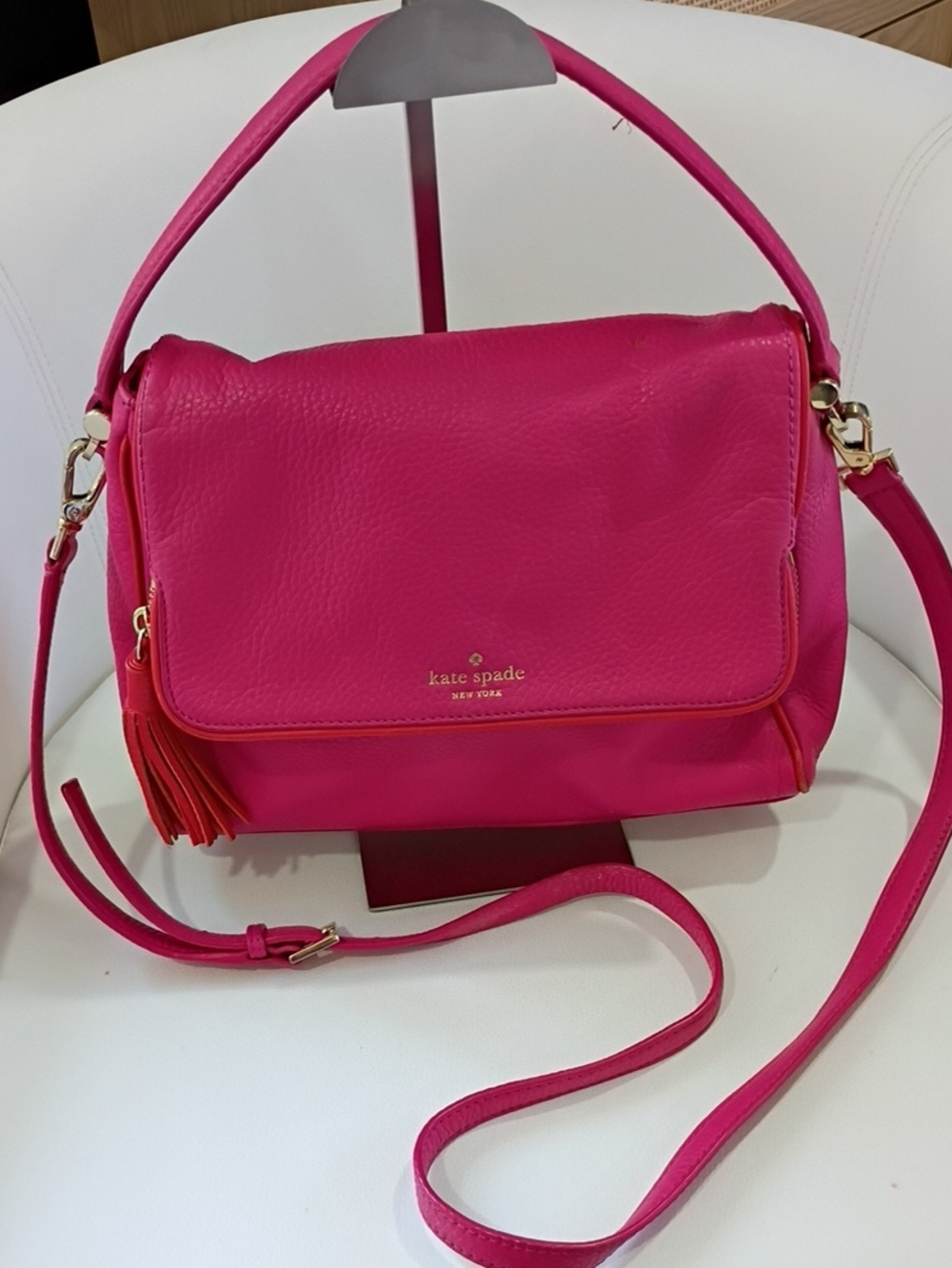 Kate Spade Chester Street Miri Hot Pink Pebbled Leather Shoulder/Crossbody